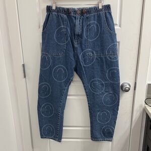 One Teaspoon Shabby Kingpins‎ smiley face jeans high rise straight relaxed small